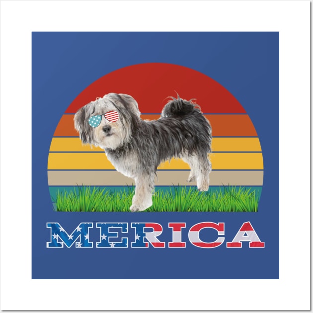 Merica Morkie  Dog Lover Owner Gift Wall Art by madani04